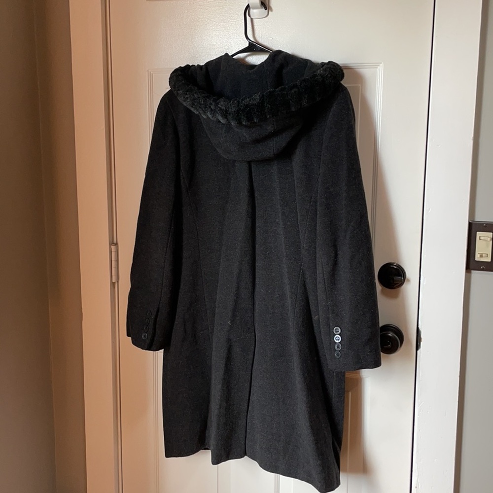 πHPπ DONNYBROOK Vintage Style Faux Fur Trimmed Hooded Wool Blend Long CoatβοΈ - Picture 5 of 14